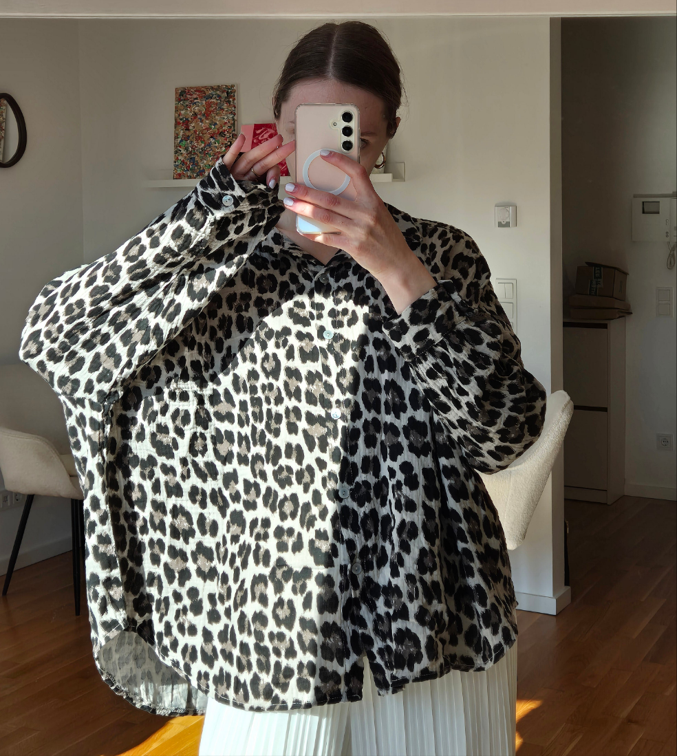 Musselinbluse Leopardenmuster