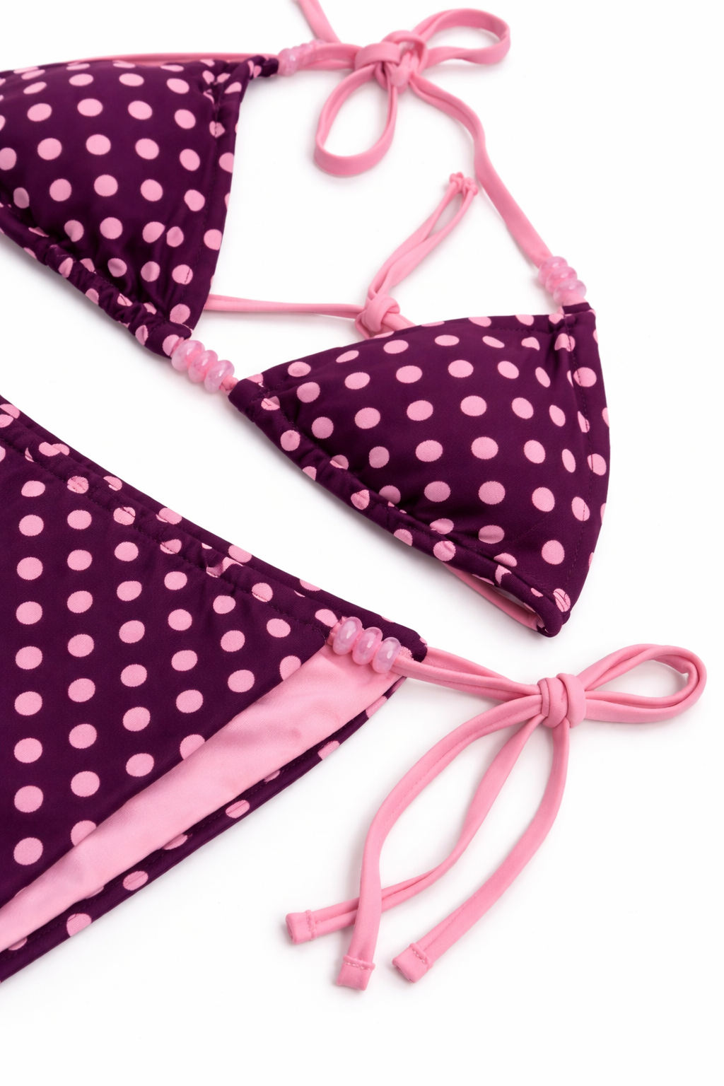 Polka Dot Triangle Bikini – Lila/Pink