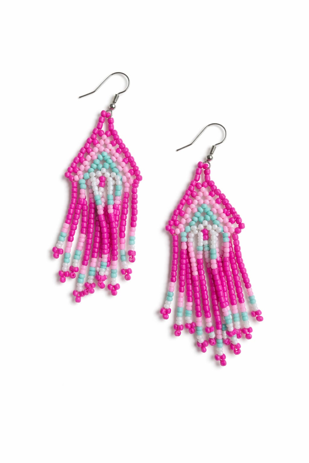 Perlenohrringe Pink mit Fransen Bohoo Statement