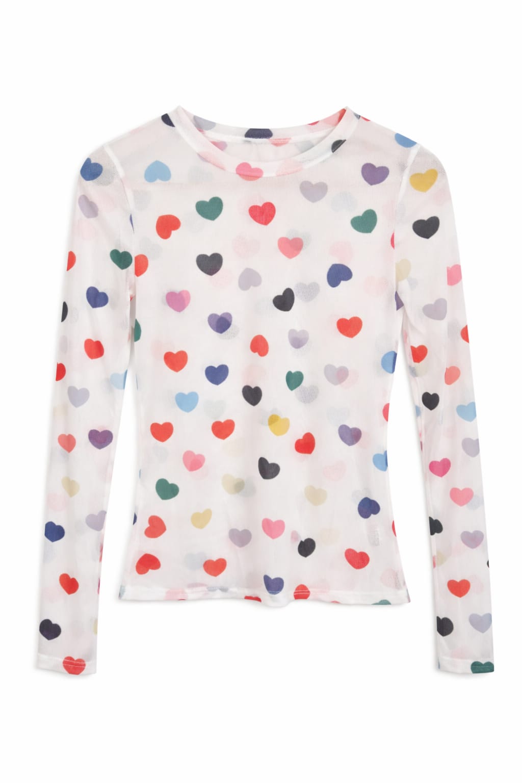 Meshshirt mit bunten Herzchen