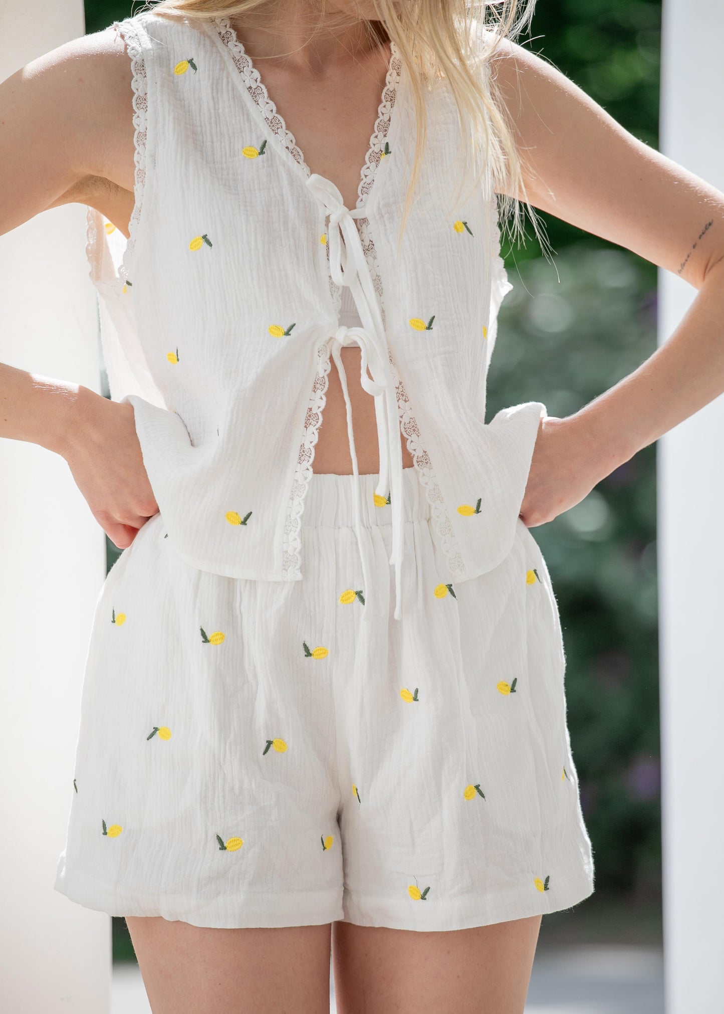 Musselin Shorts Zitronen