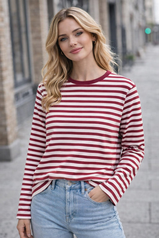 Gestreiftes Longsleeve Burgundy