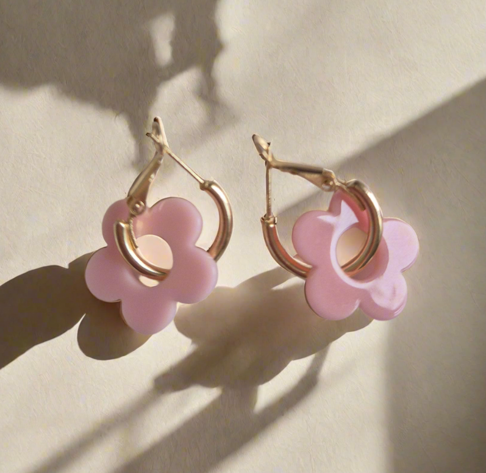 Creolen mit Blumen-Hoop, Allergiker geeignet