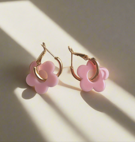 Creolen mit Blumen-Hoop, Allergiker geeignet