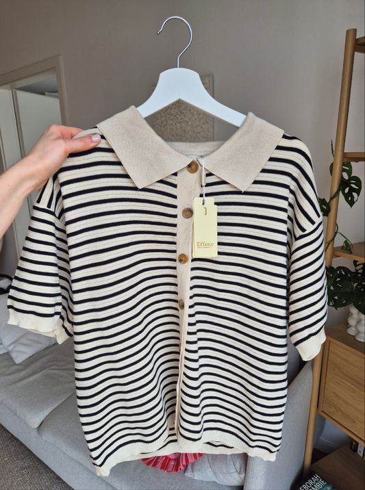 Gestreifter Kurzarm Cardigan