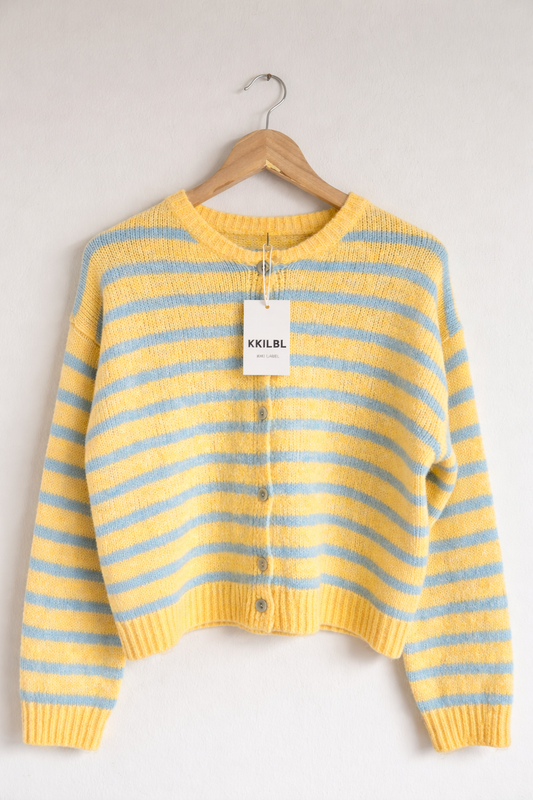 Gestreifter Cardigan Yellow