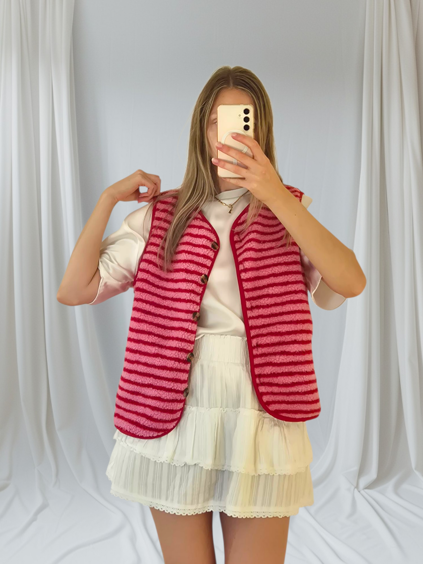 Teddyfleeceweste gestreift