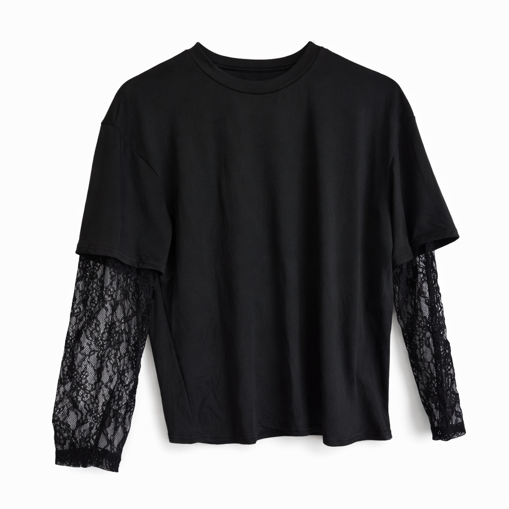 Shirt mit Spitzenärmeln
