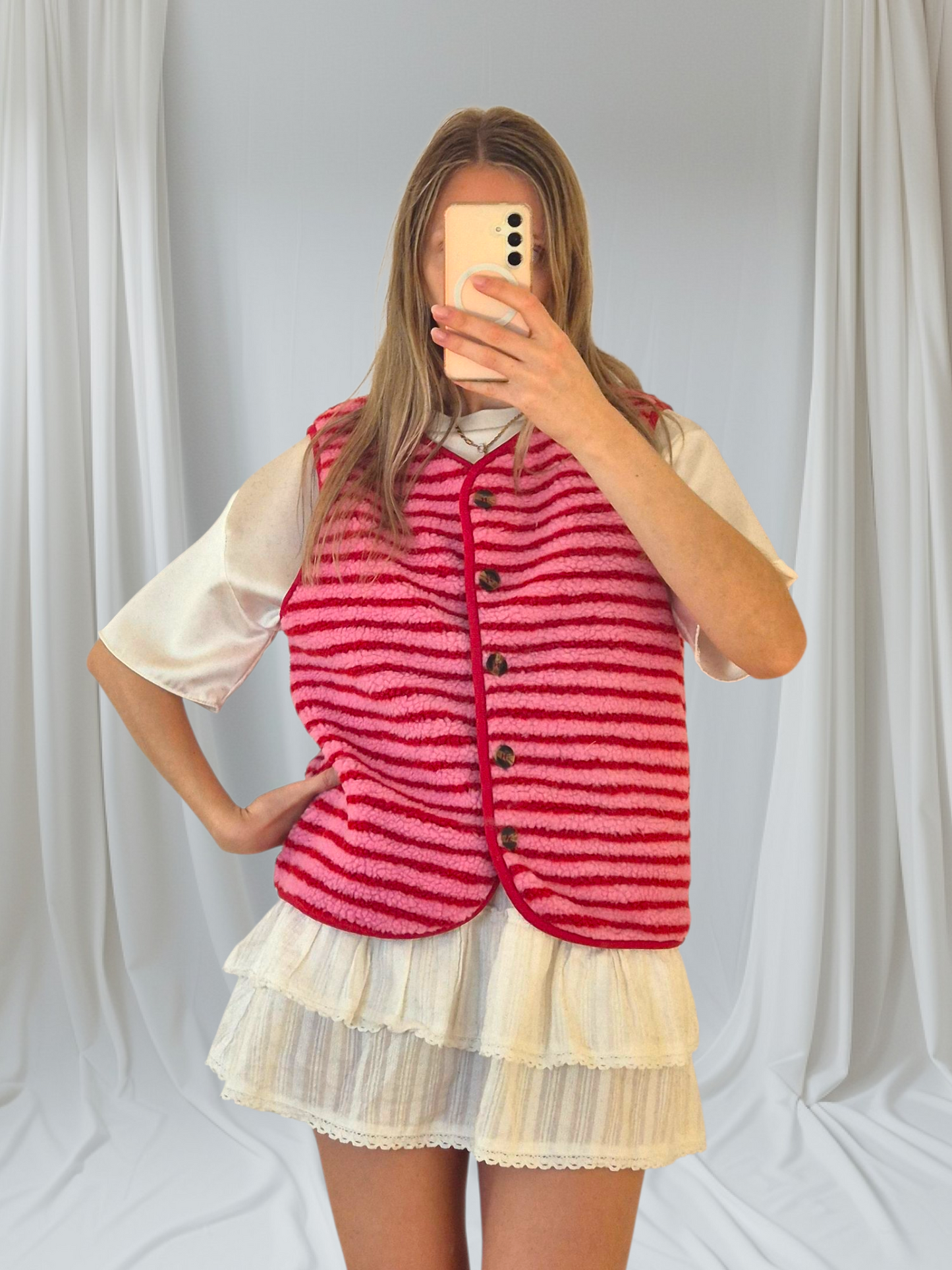 Teddyfleeceweste gestreift