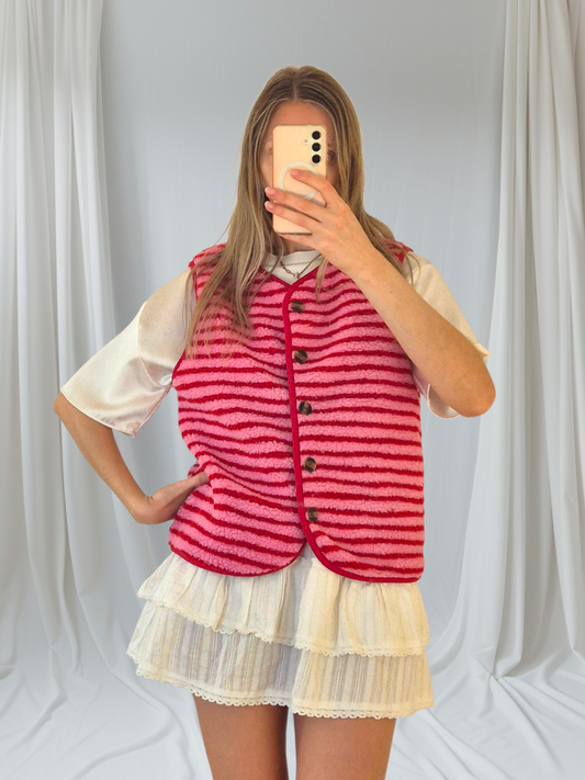 Teddyfleeceweste gestreift