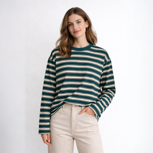 Gestreiftes Longsleeve Grün