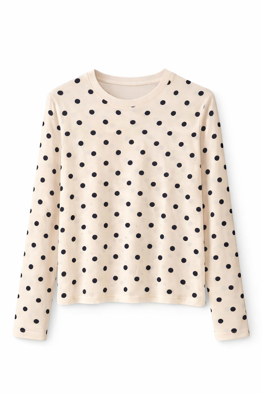 Polka Dots Meshshirt beige