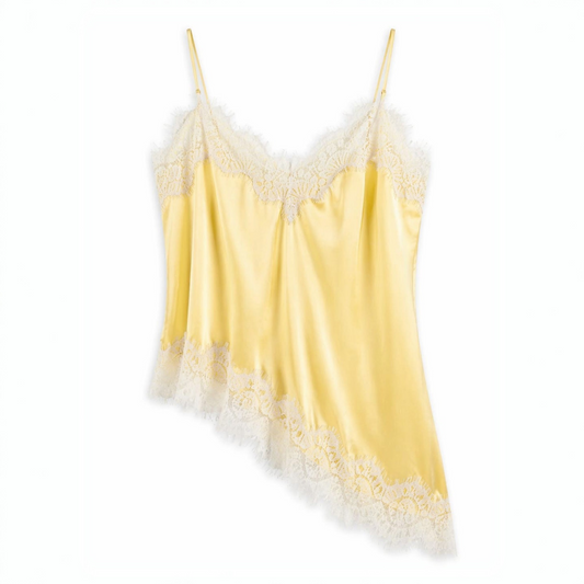 Gelbes Satintop mit Spitze