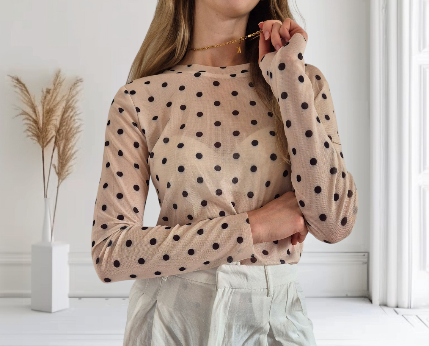 Polta Dots Meshshirt beige
