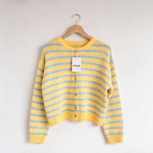Gestreifter Cardigan Yellow