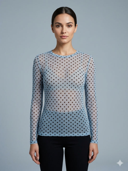 Meshshirt Blau mit Herzen