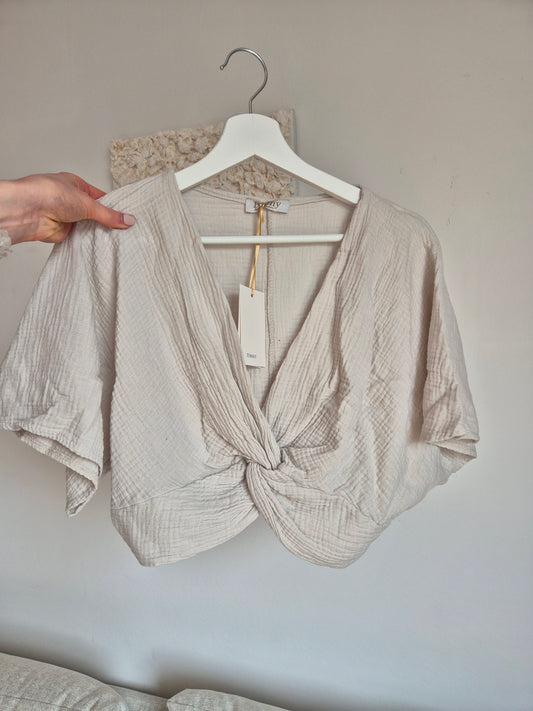 Musslin Bluse Greige