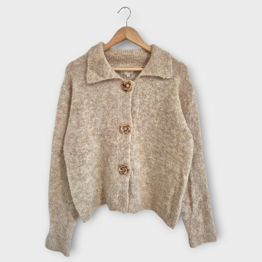 Bouclè Cardigan Flower