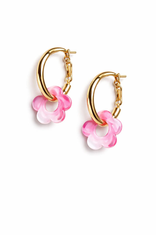 Creolen mit Blumen Hoop Edelstahl 18K vergoldet