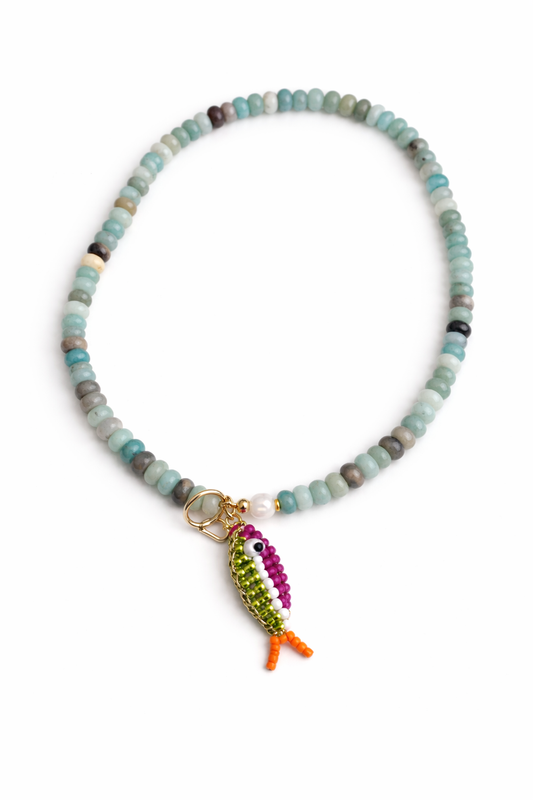 Bunte Perlenkette mit Fisch-Anhänger Calm Ocean