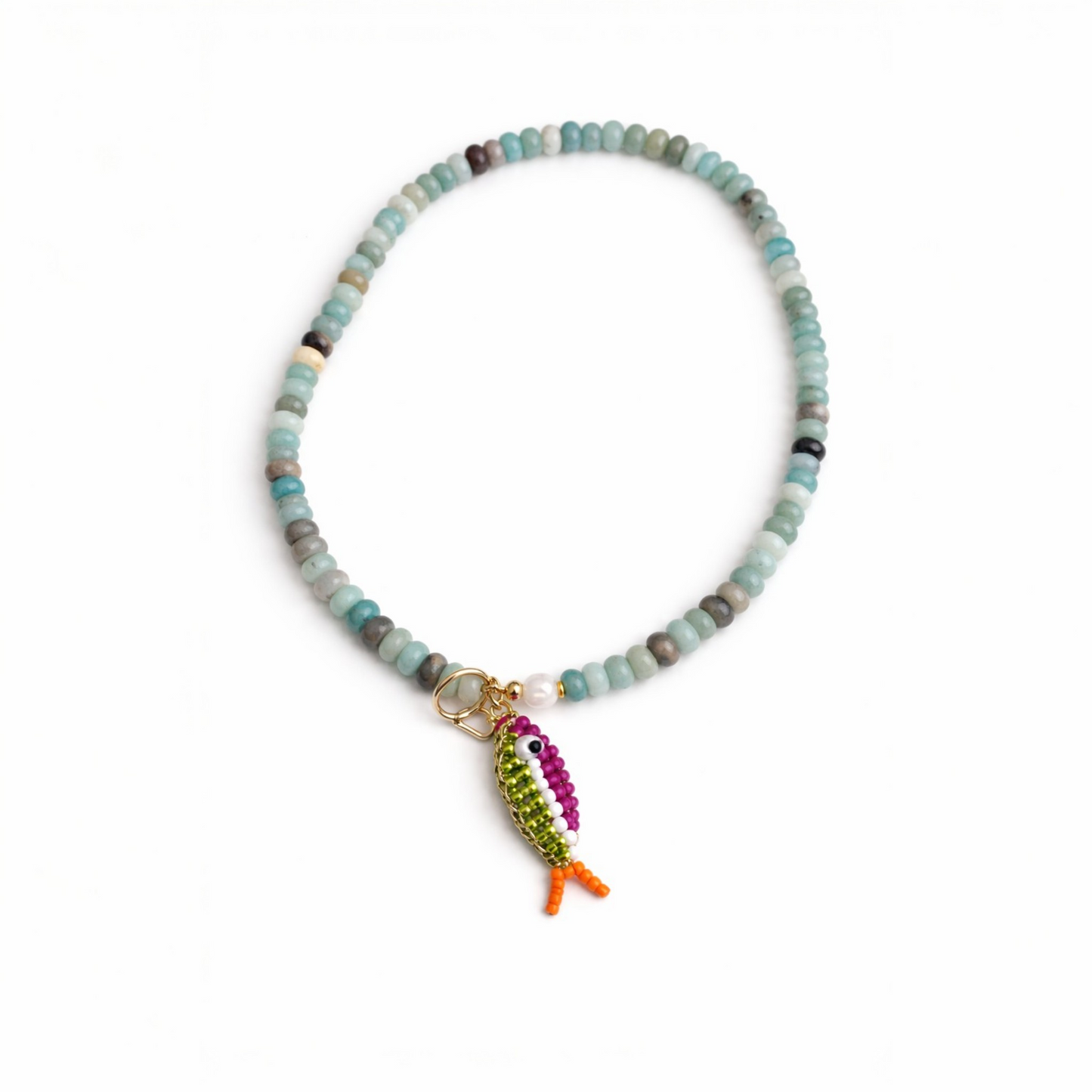 Bunte Perlenkette mit Fisch-Anhänger Calm Ocean