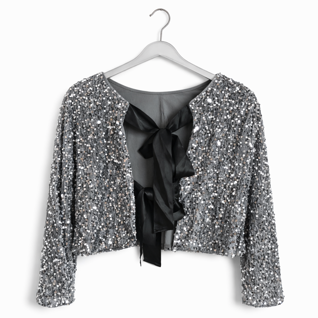 Pailettenbluse mit Schleifen