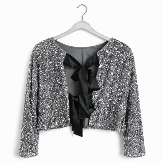 Pailettenbluse mit Schleifen