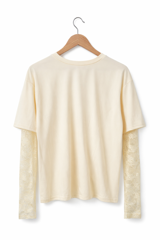 Shirt mit Spitzenärmeln