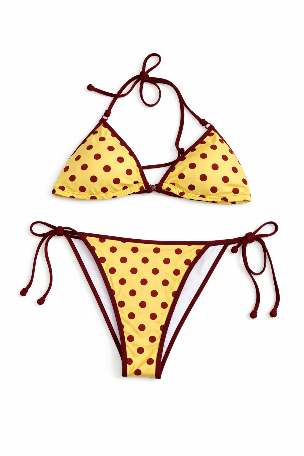Polka Dot Triangle Bikini – Gelb/Braun