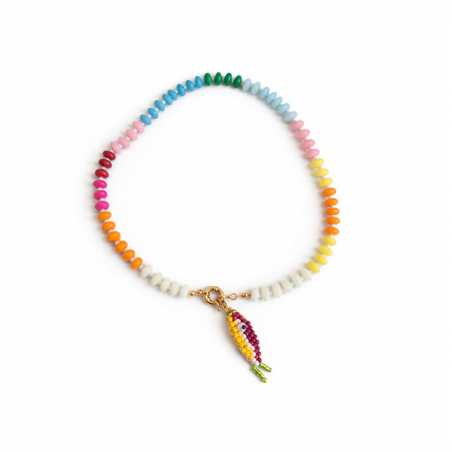 Bunte Perlenkette mit Fisch-Anhänger Spirit