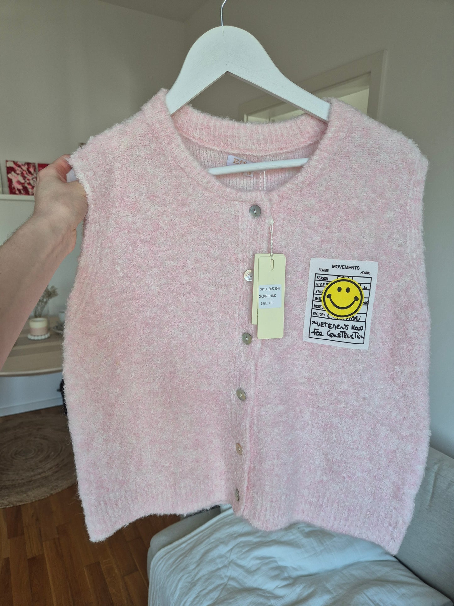 Bouclé Smily Weste Rosa