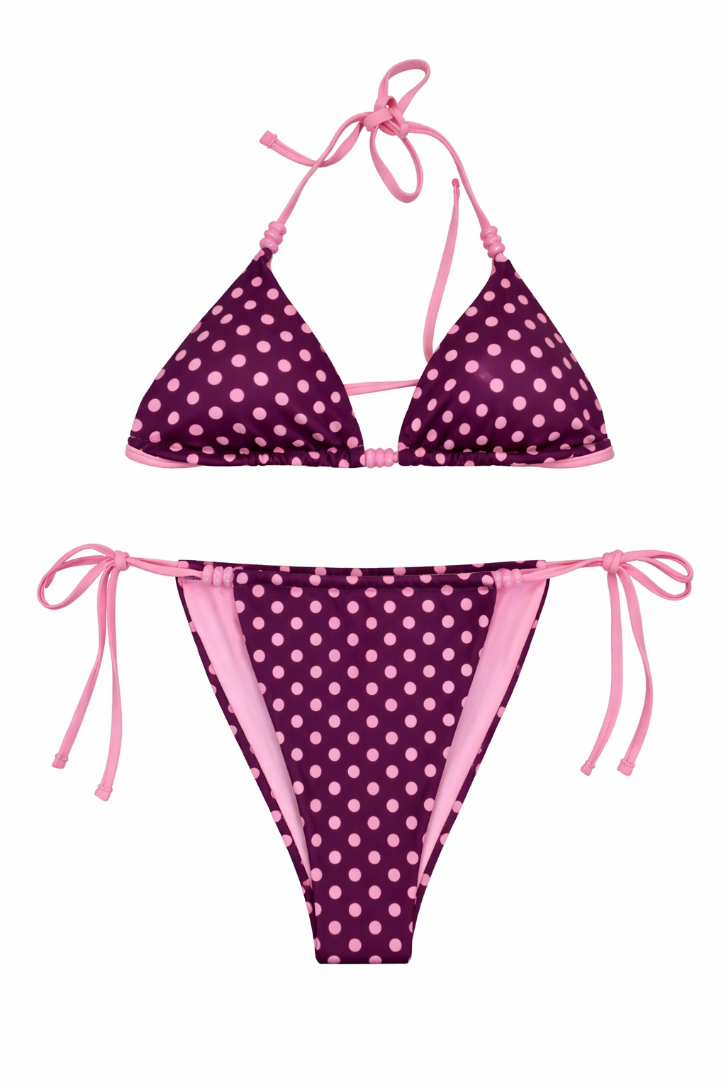 Polka Dot Triangle Bikini – Lila/Pink