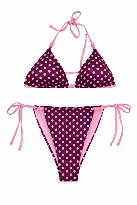 Polka Dot Triangle Bikini – Lila/Pink
