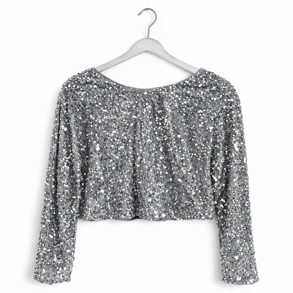 Pailettenbluse mit Schleifen