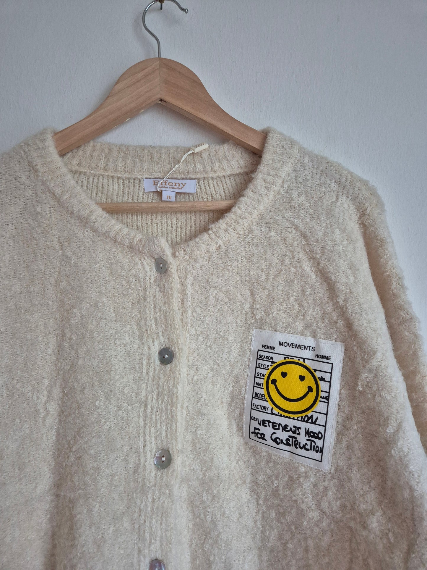 Bouclé Cardigan White